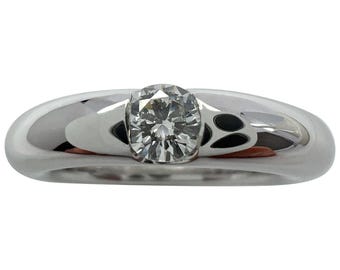 Vintage Cartier Diamond 0.25ct VVS1 Ellipse 18k White Gold Solitaire Band Ring