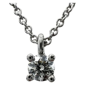 Tiffany & Co. 0.17ct Natural Round Diamond Platinum Solitaire Pendant Necklace