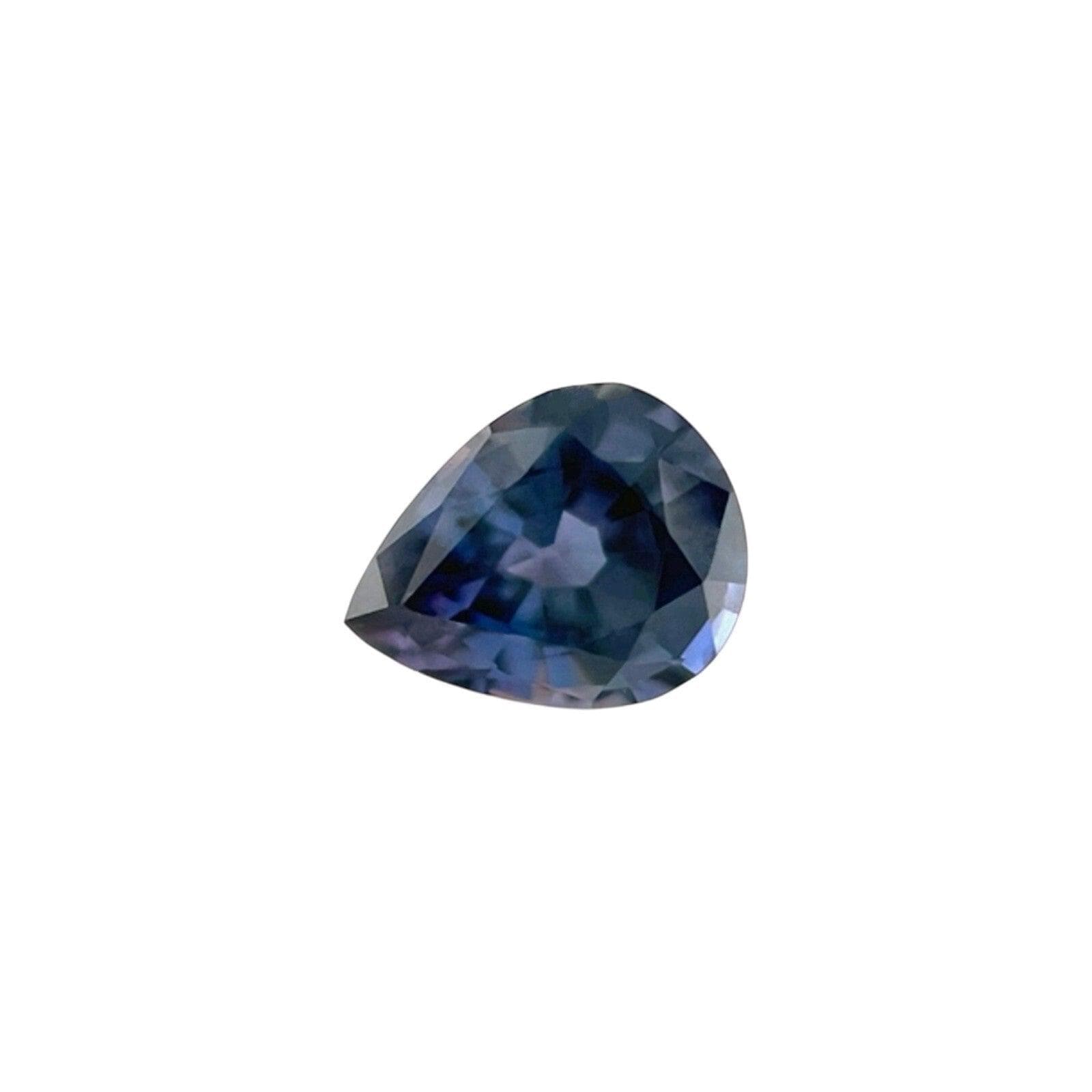 天然の深紫ブルーサファイア ペアカット 0.97ct 希少 ルースジェム 7x5 