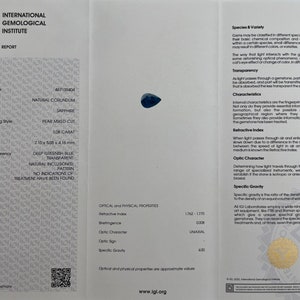 1.08ct IGI Certified Untreated Deep Green Blue Sapphire Pear Cut Gold Pendant