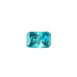1.36ct Vivid NEON Blue Zircon FANCY Radiant Cut NATURAL loose gem 6.8x4.6mm vs