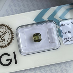 FINE Green Yellow Sapphire 1.28ct Rare IGI CERTIFIED Emerald Octagon Cut Blister