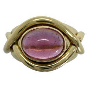 Vintage Tiffany & Co. Light Pink Tourmaline Oval 18k Yellow Gold Band Dome Ring
