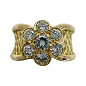 Rare Vintage Van Cleef & Arpels Diamond 18k Yellow Gold Flower Filigree Ring