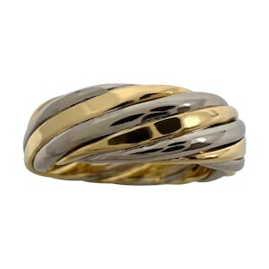 Vintage Van Cleef & Arpels 18k White And Yellow Gold Twist Swirl Band Ring 6mm