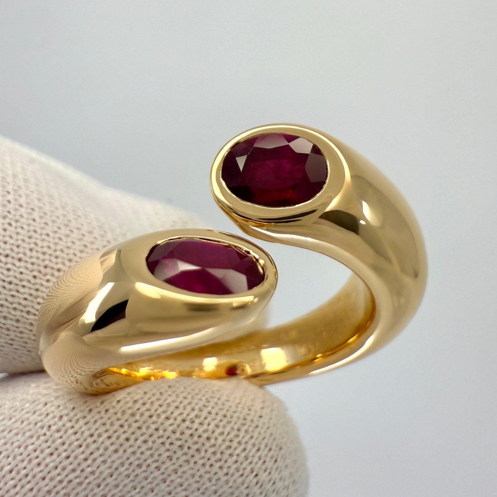 Ruby Rare Rare Vintage Cartier Large Red Ruby Ellipse Oval Cut 18k Gold Bypass ...