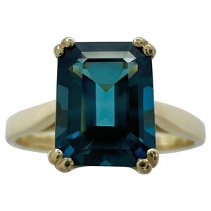 London Blue Topaz Emerald Octagonal Cut 9k Yellow 2.00ct Gold Solitaire Ring