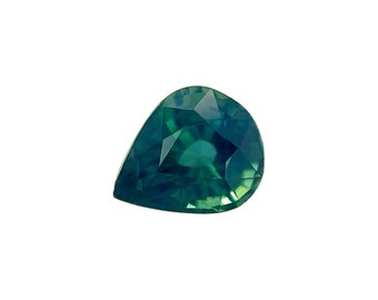 NATURAL Azul Profundo Verde 0.95ct Zafiro SIN TRATAR Pera Corte Lágrima 6.3x5.2mm