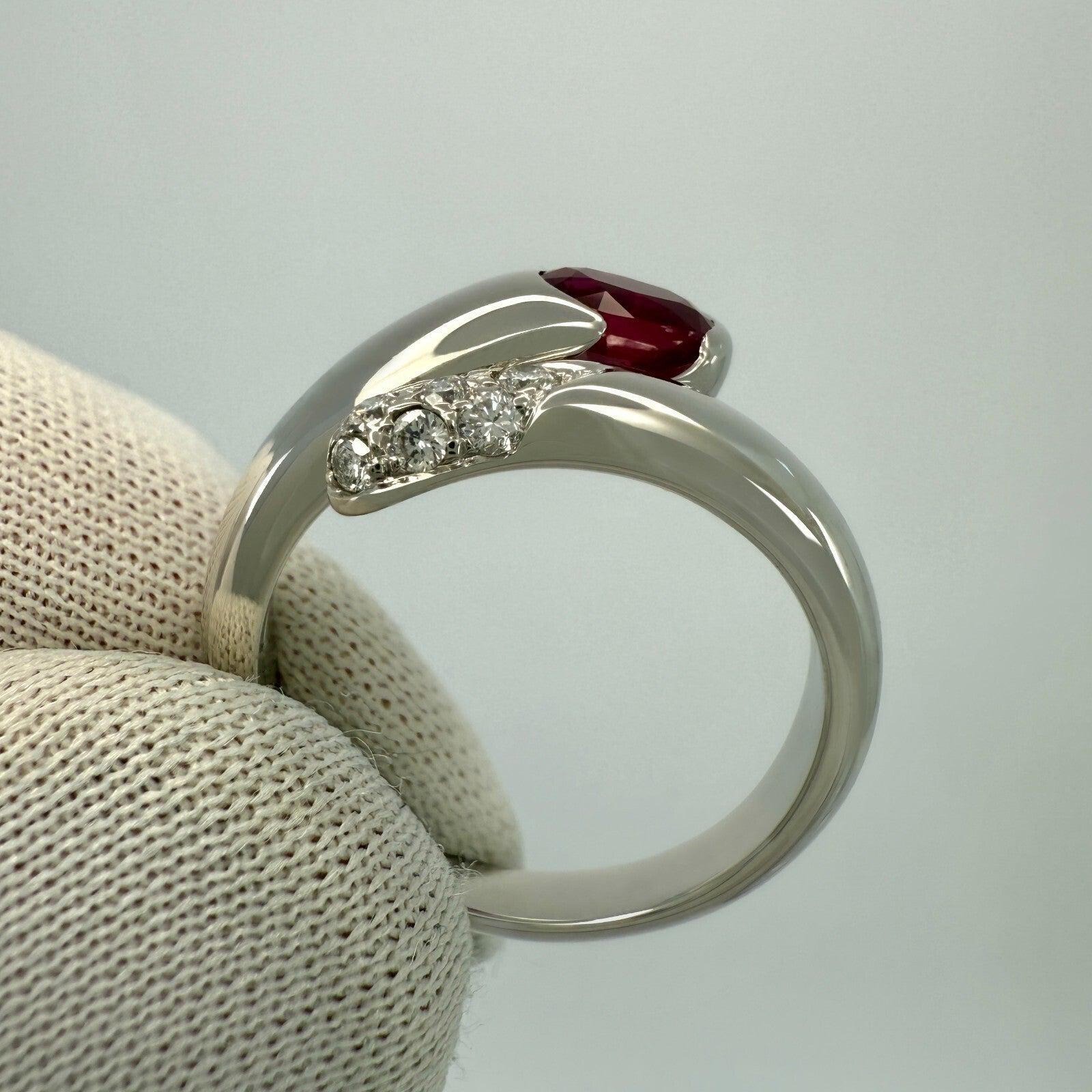 RARE Vintage Bvlgari Astrea Vivid Red Ruby & Diamond 18k White