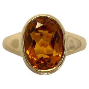 Rare Bvlgari Citrine Oval Cut 18k Yellow Gold Signet Style Bezel Rubover Ring