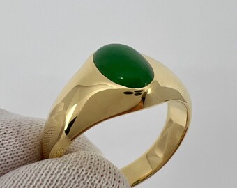 GIA Certified Jadeite A Grade Jade Oval Untreated 18k Yellow