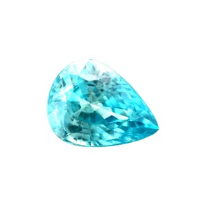 NATURAL 3.82ct Blue Zircon Vivid NEON Pear Teardrop Cut Loose 10.2x7.7mm Gem VS