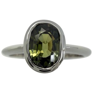 1.48ct GIA Certified Untreated Green Yellow Sapphire 950 Platinum Solitaire Ring