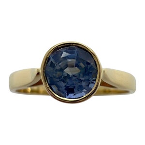 NATURAL CEYLON Sapphire 1.00ct Light Blue Round 18k Yellow Gold Solitaire Ring