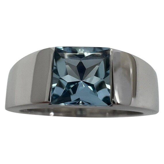Vintage Cartier Aquamarine Quadrat Kissen 18k WeiBgold Tank Ring 49 5 Etsy
