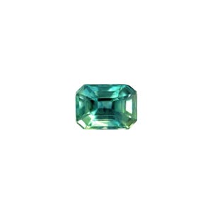 Vivid Green Blue Sapphire NATURAL 0.90ct Emerald Octagon Cut 5.8x4.4mm VS Gem