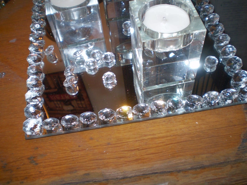 Danish Romantic Crystal Mirror 3 Tea Lite Holder,Just Beautiful as it reflects the candle light.
