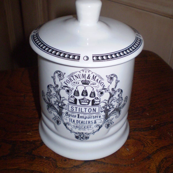 Vintage English Fortnum & Mason empty china stilton storage jar, Kitchenalia, Ideal for tea,coffee etc , great condition