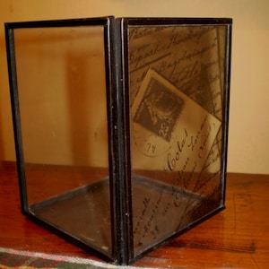 Rustic French Cart Postale Metal & Glass Tea Lite Holder, recycled glass