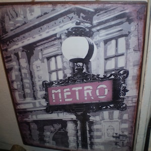 French Paris Metro Metal Wall Hanging Sign, Subway, Underground. Design 1, Home or Garden