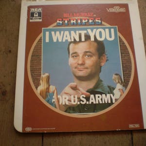Disco de vídeo raro, Stripes estrelado por Bill Murray, formato .U.K Pal, também reproduzido na Austrália e Nova Zelândia, item de colecionador