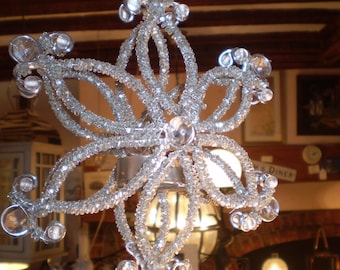 Danish Crystal Hanging Star Tea Lite hanging Chandelier,Style number 3107, 72cms hanging length with chain , please read below for star size