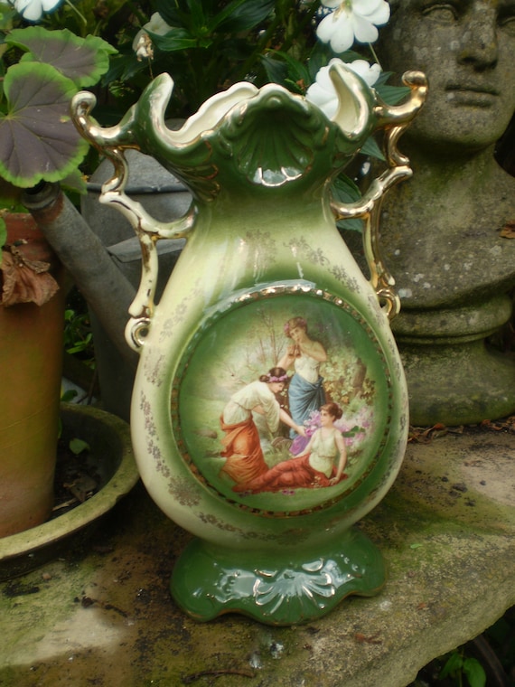 Vintage Französisch Jugendstil Porzellan Vase, wunderbarer Zustand
