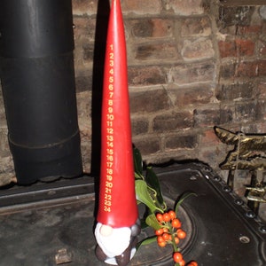Luxury Danish Nisse ElfAdvent Candle, Scandinavian Folksy, Folklore Countdown to Christmas, 100% stearin, plant wax, Gonk, Gremlin