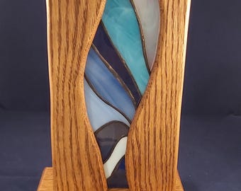 Organic Flow Stained Glass in Oak Blue