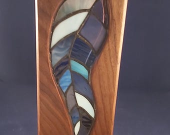 Stained Glass Feather in Oak