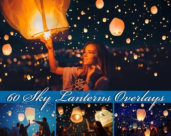 Sky lanterns overlays, flying, floating, lanterns, chinese, sky, lantern, photoshop overlay, light effect, overlay, overlays, DOWNLOAD