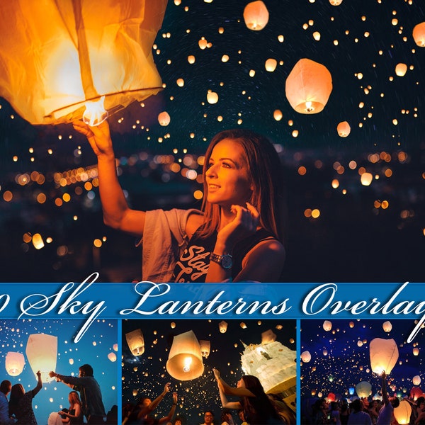 Sky lanterns overlays, flying, floating, lanterns, chinese, sky, lantern, photoshop overlay, light effect, overlay, overlays, DOWNLOAD