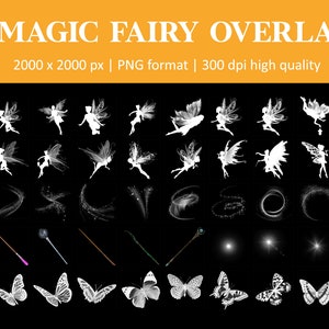 Magical Fairy Overlays: Pixie Dust, Magic Wand, Firefly, White Butterfly, Magic Dust, Fairy Dust, Pixie Fairy, PNG, Photoshop Overlays image 4