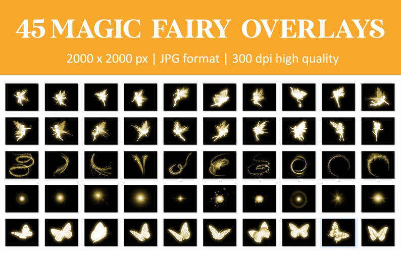 Magical Fairy Overlays: Pixie Dust, Magic Wand, Firefly, White Butterfly, Magic Dust, Fairy Dust, Pixie Fairy, PNG, Photoshop Overlays image 5