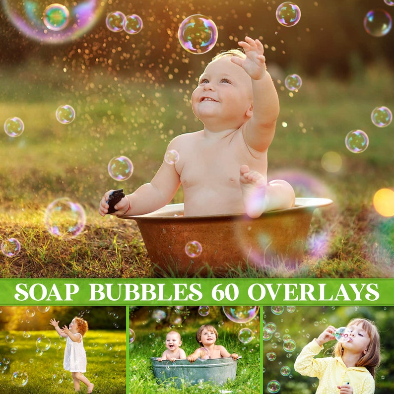 Realistic soap bubble overlays, floating bubbles, bubbles overlay, blowing bubbles, photoshop overlay, soap bubbles, overlay, DOWNLOAD imagem 1