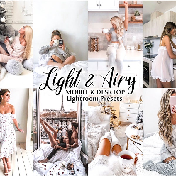 10 LIGHT and AIRY Lightroom Presets,  mobile and desktop Lightroom, Instagram Insta Filter, Natural Light Photo Filter