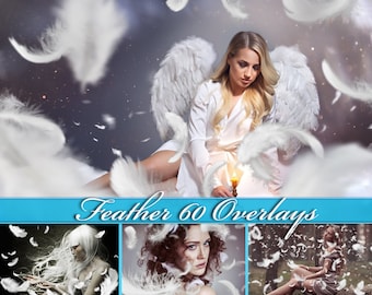 White feather overlays, falling feathers, wings overlay, floating feathers, feathers, Photoshop, overlays, overlays, PNG, digital DOWNLOAD