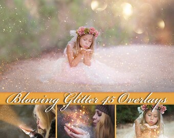 45 Blowing Glitter Overlays, Blowing Glitter Photo Overlays, Glitter Photoshop Overlays, Glitter Clipart, Glitter Dust Overlays, Pixie Dust