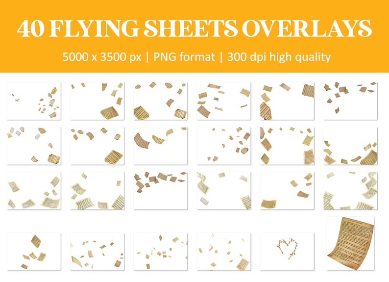 Flying sheets overlays, flying paper overlay, Photoshop overlays, sheet music photo overlays, pages overlays, Senior photo sheet music prop zdjęcie 4