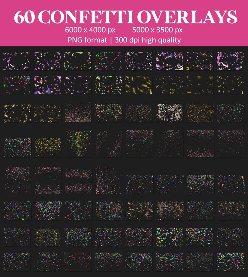 Confetti overlays, falling confetti overlays, realistic confetti, Photoshop overlays, graduation & party prop, overlay, transparent PNG image 8
