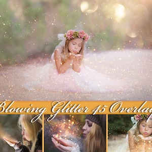 Blowing glitter overlay, blow glitter, gold glitter, Photoshop overlays, glitter dust, gold dust, glitter bokeh, overlay, overlays, DOWNLOAD image 1