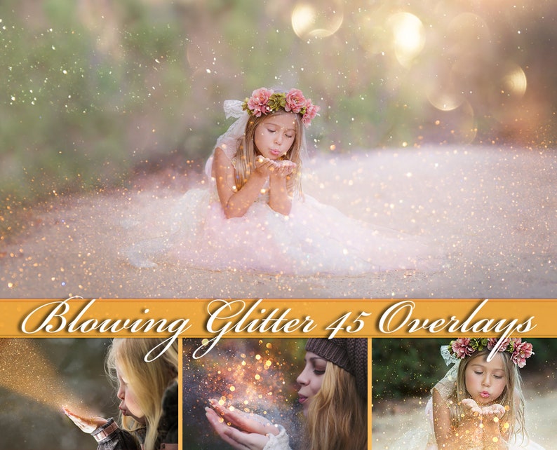 Blowing glitter overlay, blow glitter, gold glitter, Photoshop overlays, glitter dust, gold dust, glitter bokeh, overlay, overlays, DOWNLOAD image 1