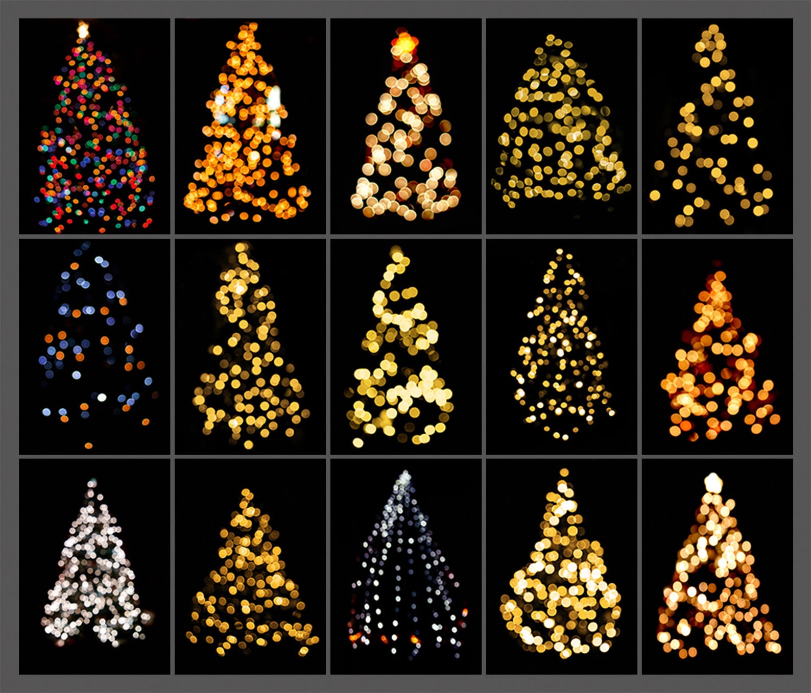 Christmas Tree Bokeh Lights Overlays Overlay Gold Etsy