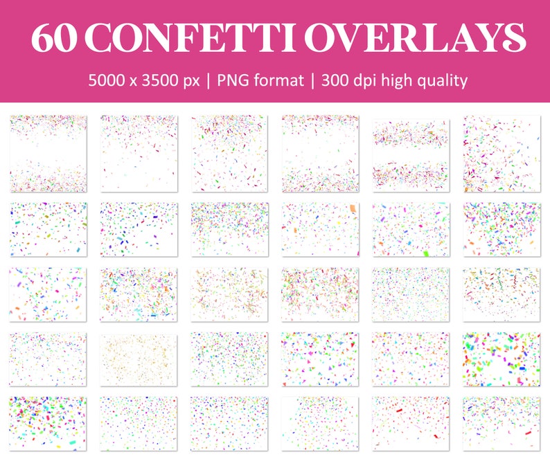 Confetti-overlays, vallende confetti-overlays, realistische confetti, Photoshop-overlays, afstudeer en feestrekwisieten, overlay, transparante PNG afbeelding 7