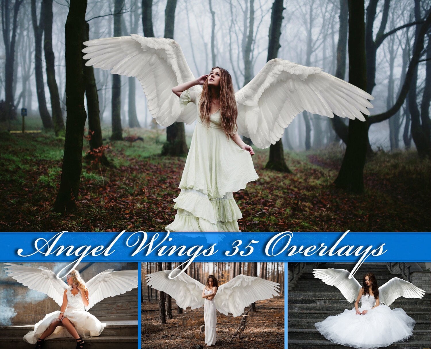 Angel Wings Overlay Realistic White Feather Wings Etsy