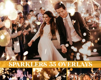 Sparkler overlays, bokeh lichten overlay, afstuderen & bruiloft sterretje, kerstverlichting overlay, Nieuwjaar, gouden bokeh, DIGITALE DOWNLOAD