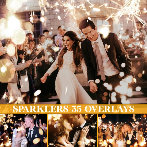 Sparkler overlays, bokeh lights overlay, graduation & wedding sparkler, Christmas lights overlay, New Year, golden bokeh, DIGITAL DOWNLOAD