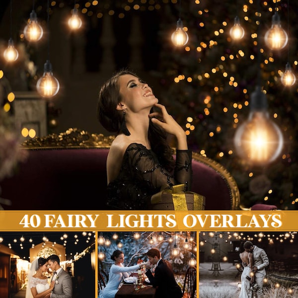 String lights overlay, twinkle light overlays, fairy lights Photoshop overlays, hanging lights overlay, Christmas bokeh light overlays