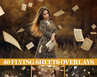 Flying sheets overlays, flying paper overlay,  Photoshop overlays, sheet music photo overlays, pages overlays, Senior photo sheet music prop