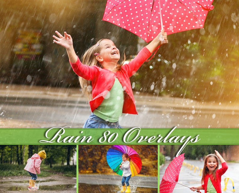 Rain overlays, realistic falling rain, Photoshop overlays, rain drops, photography overlay, rainfall effects, overlay, overlays, Download image 1